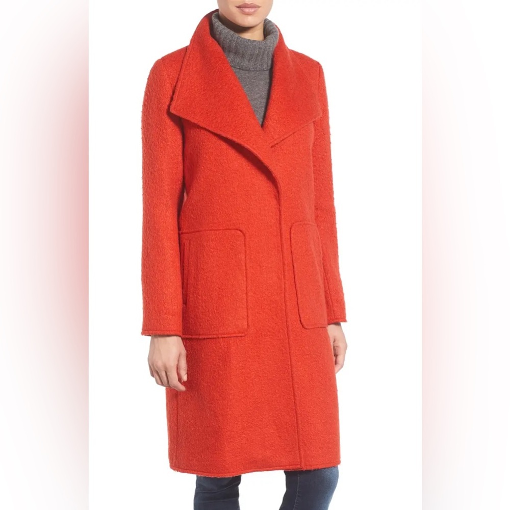 Bernardo Textured Long Coat Burnt Orange Red - Picture 10 of 11